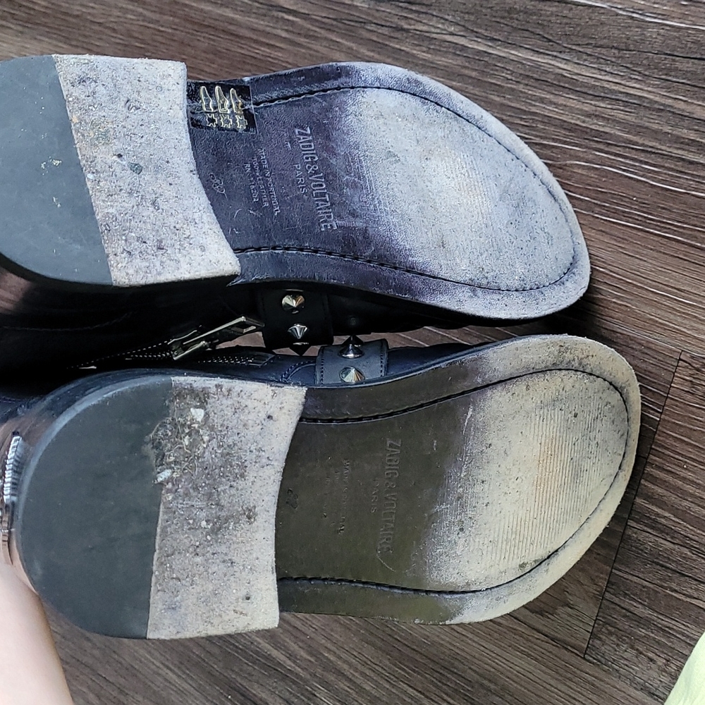 Zadig & Voltaire Black Combat Boots with Silver Accents - Picture 8 of 8